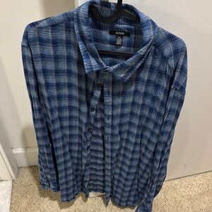 Alfani Casual Blue Checkered Shirt